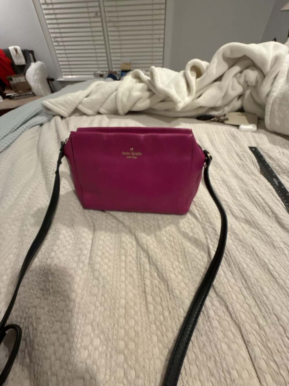 Kate Spade New York Hot Pink Leather Crossbody Bag with Floral Lining